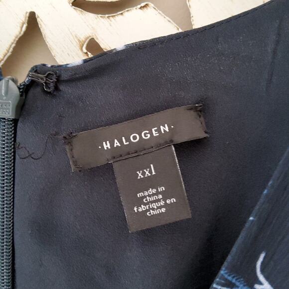 New Halogen Chiffon Faux Wrap Surplice Midi Dress in Bali Floral - Picture 11 of 11